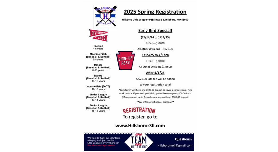 2025 Spring Registration Open!